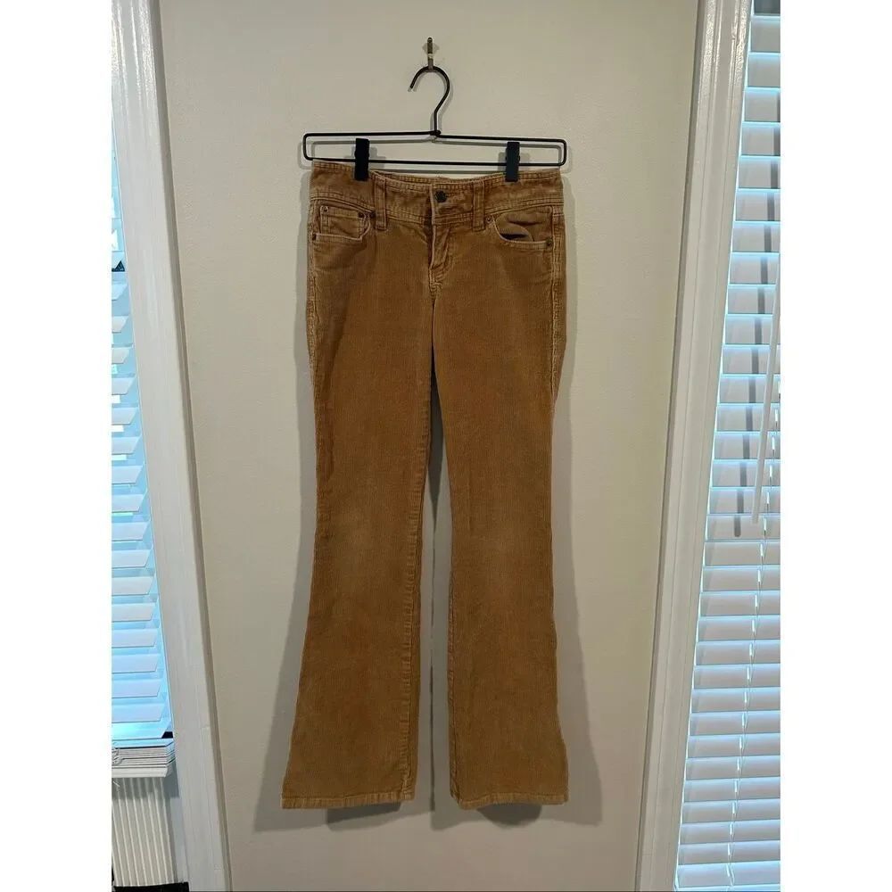 Y2K Hollister Corduroy Pants Size 0 Tan Low Rise Stretch Flare